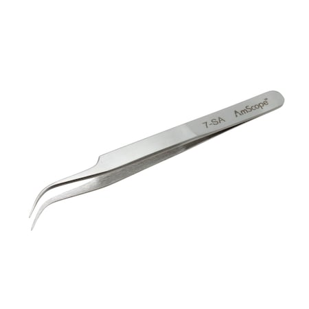 Amscope High Precision 4 3/4 in. Curved Fine Tip Tweezers TW-072-25PK